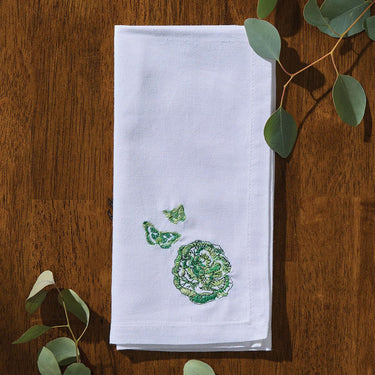 Patricia Heaton Home Florals And Flitters Embroidered Napkin Green Set of 12 Park Designs - The Fox Decor